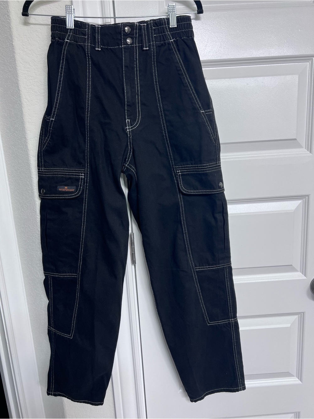 BDG Black Cargo Jeans with Contrast White Stitching